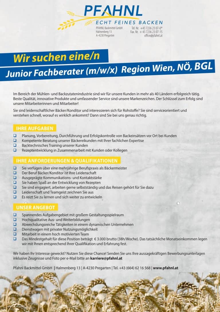 Junior Fachberater (m/w/x) Region Wien, NÖ, BGL